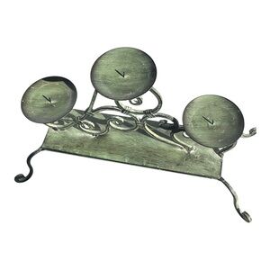 Wrought Iron 3 Pillar Candle Holder Scrollwork